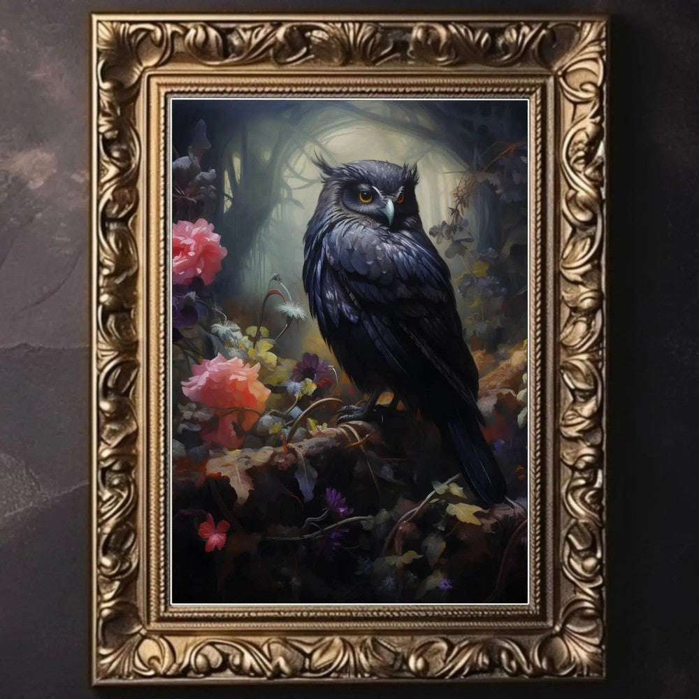 Victorian Animal Cat Raven Vintage Gothic Poster Witch Dark Academia Art Canvas-MoonChildWorld