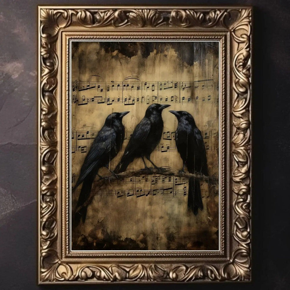 Victorian Animal Cat Raven Vintage Gothic Poster Witch Dark Academia Art Canvas-MoonChildWorld