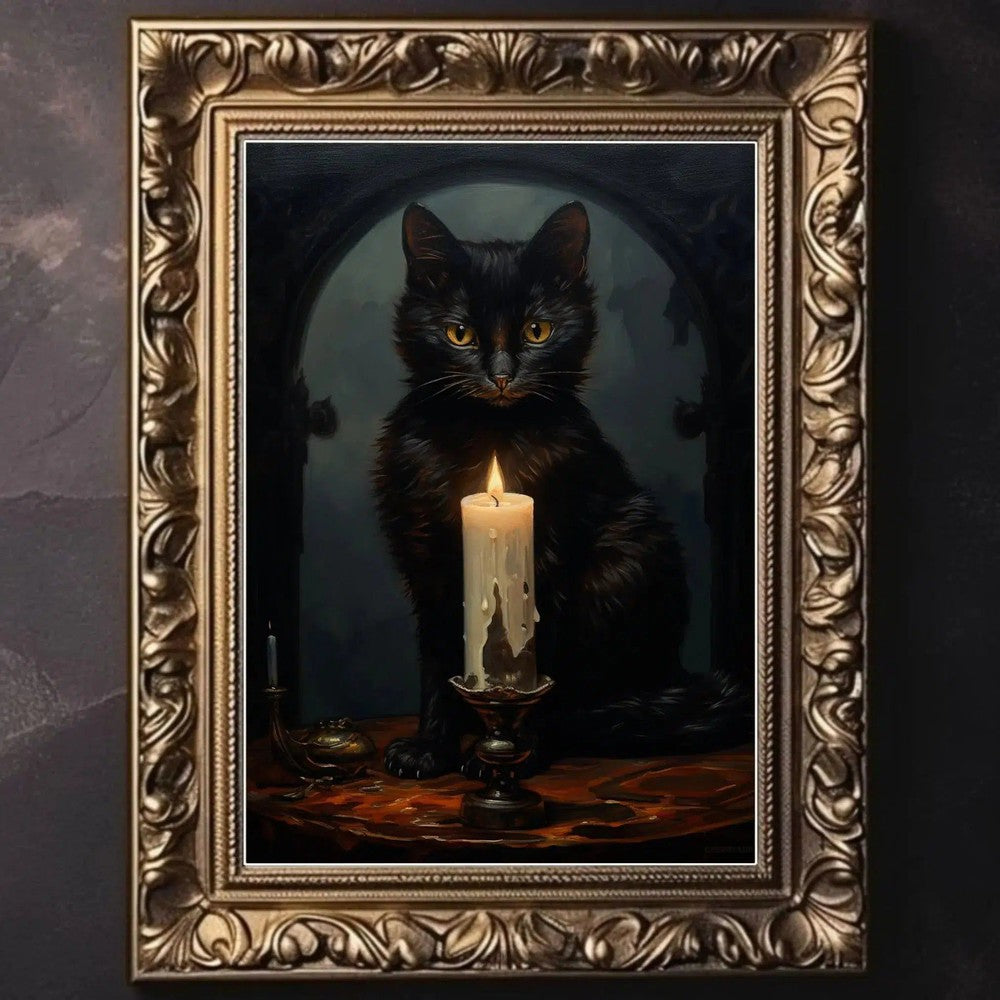 Victorian Animal Cat Raven Vintage Gothic Poster Witch Dark Academia Art Canvas-MoonChildWorld