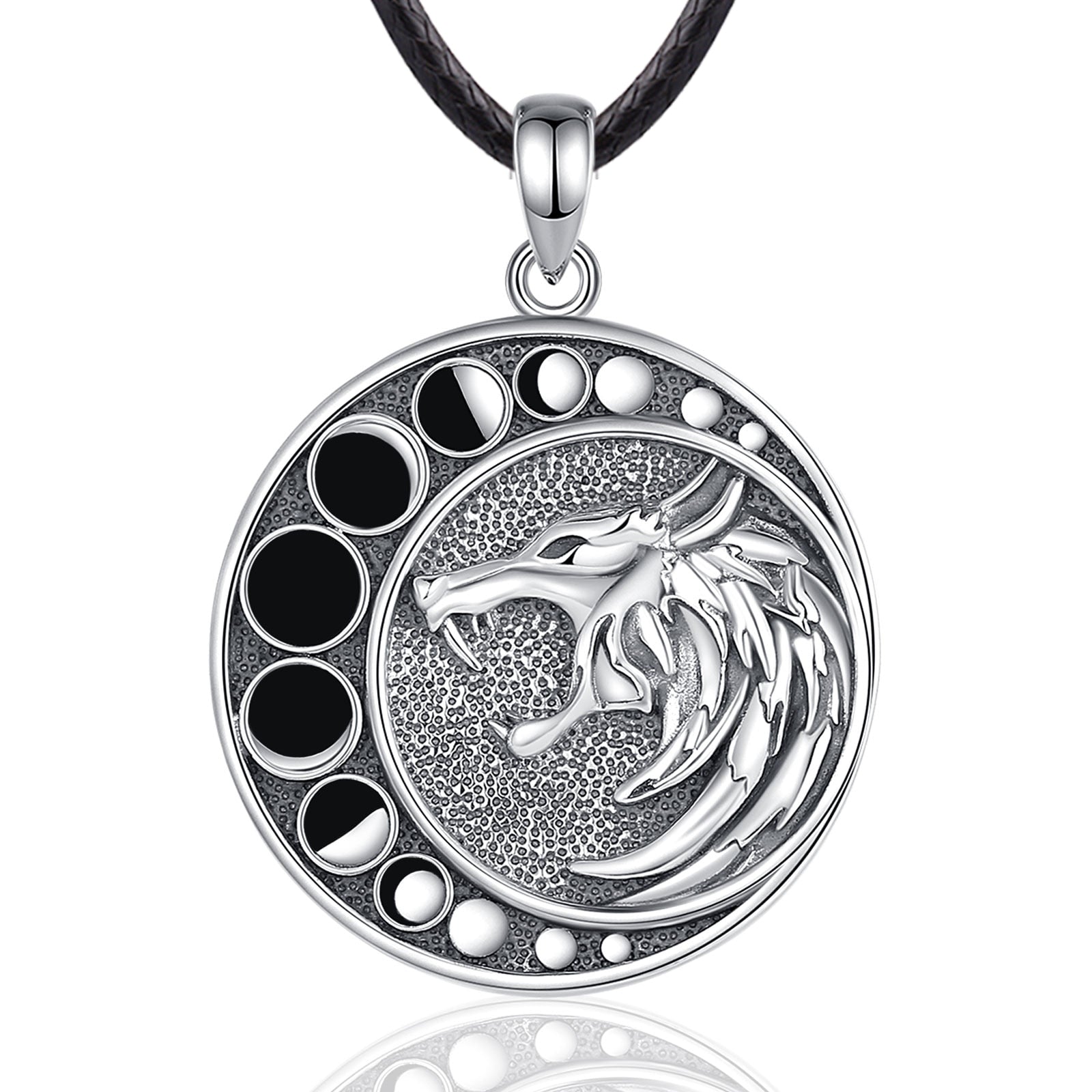 Viking Moon Wolf Necklace Moon Phase Witchy Jewelry-MoonChildWorld