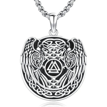 Viking Raven Necklace 925 Sterling Sliver Norse Mythology Mjolnir Necklace Viking Jewelry-MoonChildWorld