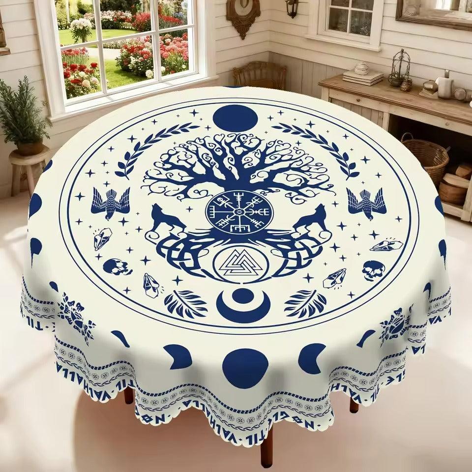 Viking Rune Tree of Life Tablecloth for Wicca Pagan Home Decor-MoonChildWorld