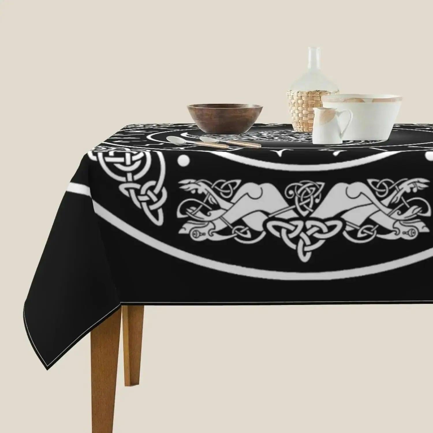 Viking Runes Celtic Triskele Tablecloth Norse Pagan Mythology Table Cl ...