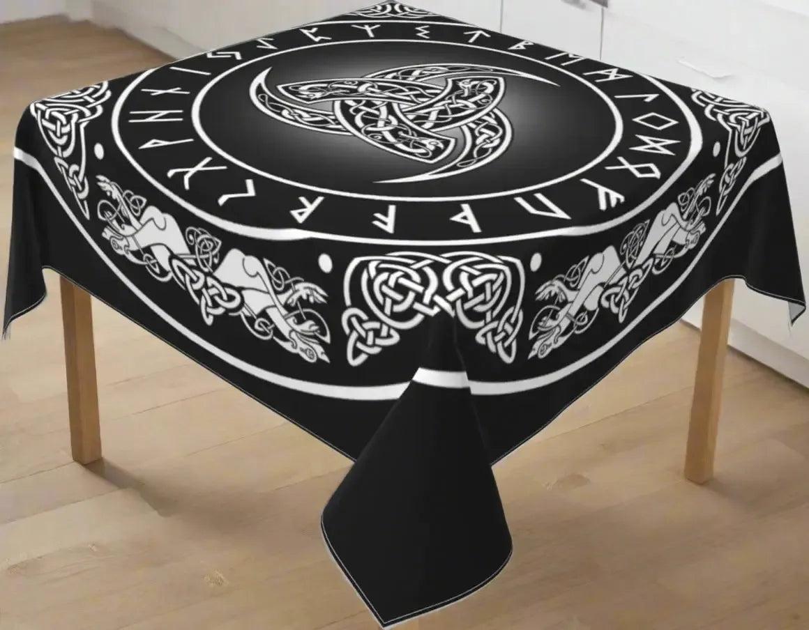 Viking Runes Celtic Triskele Tablecloth Norse Pagan Mythology Table Cloths-MoonChildWorld