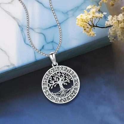 Viking Runes Tree of Life Necklace Pagan Jewelry-MoonChildWorld