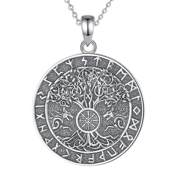 Viking Runes Tree of Life Necklace Pagan Jewelry-MoonChildWorld