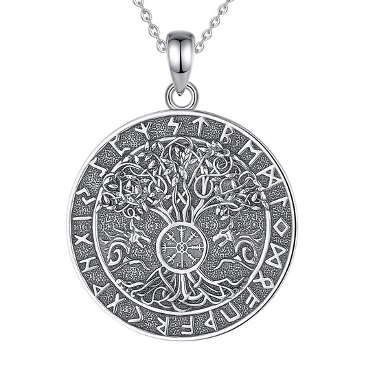Viking Runes Tree of Life Necklace Pagan Jewelry