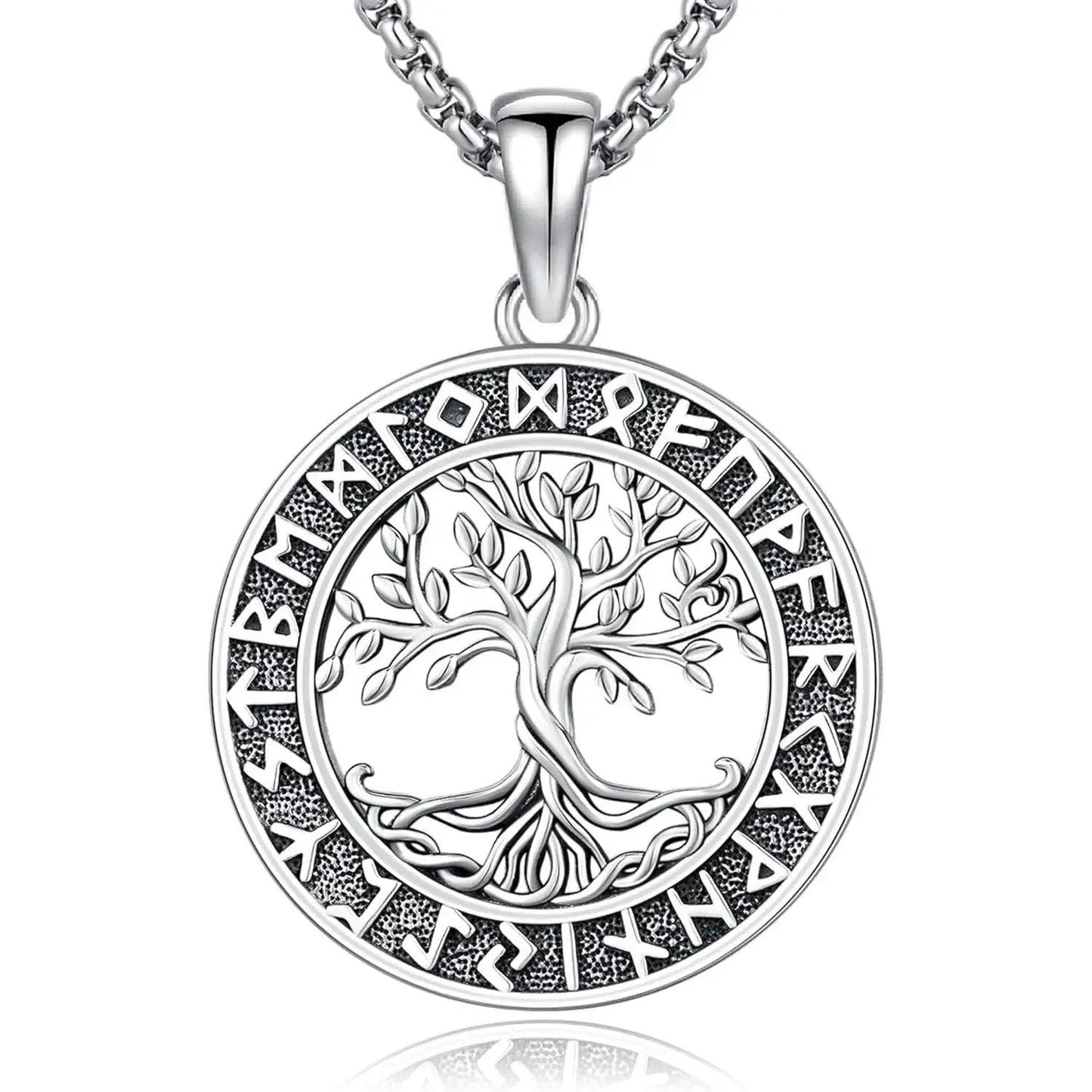 Viking Runes Tree of Life Necklace Pagan Jewelry-MoonChildWorld
