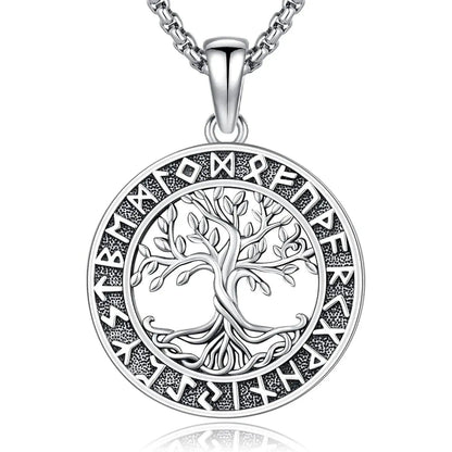 Viking Runes Tree of Life Necklace Pagan Jewelry-MoonChildWorld
