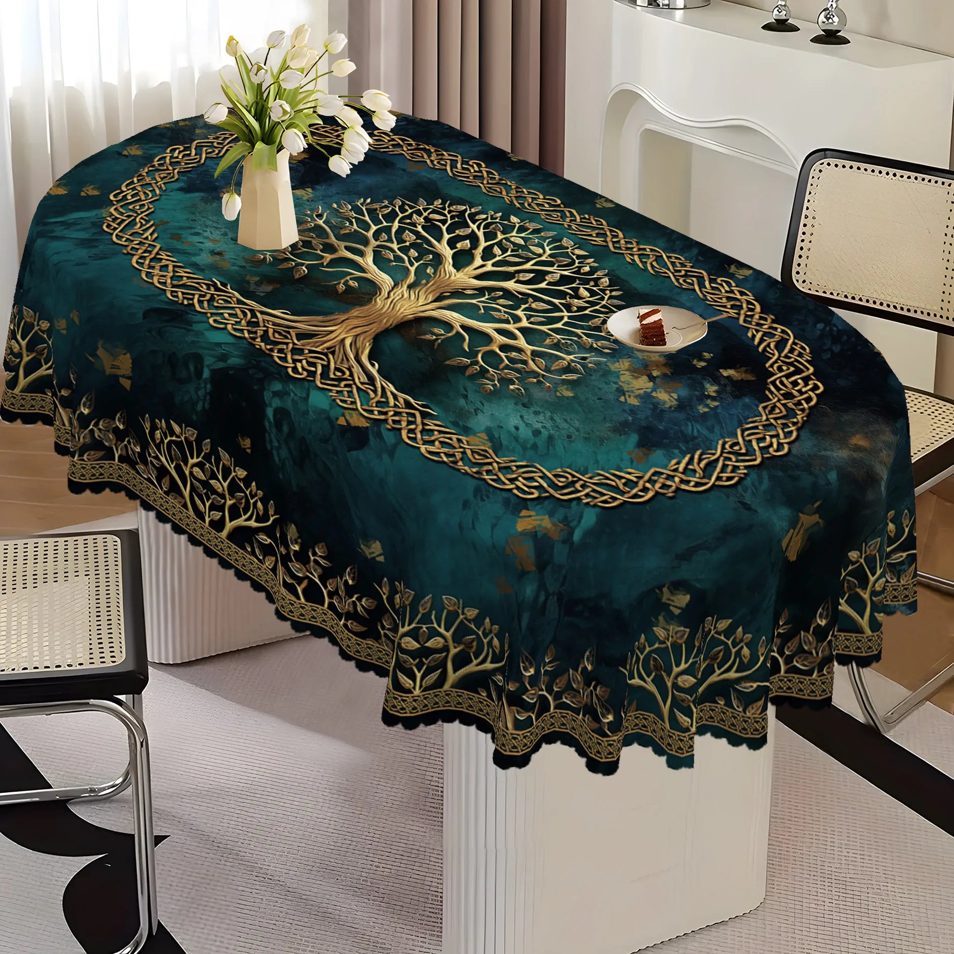 Viking Tree Branches Tablecloth Norse Pagan Table Decor-MoonChildWorld