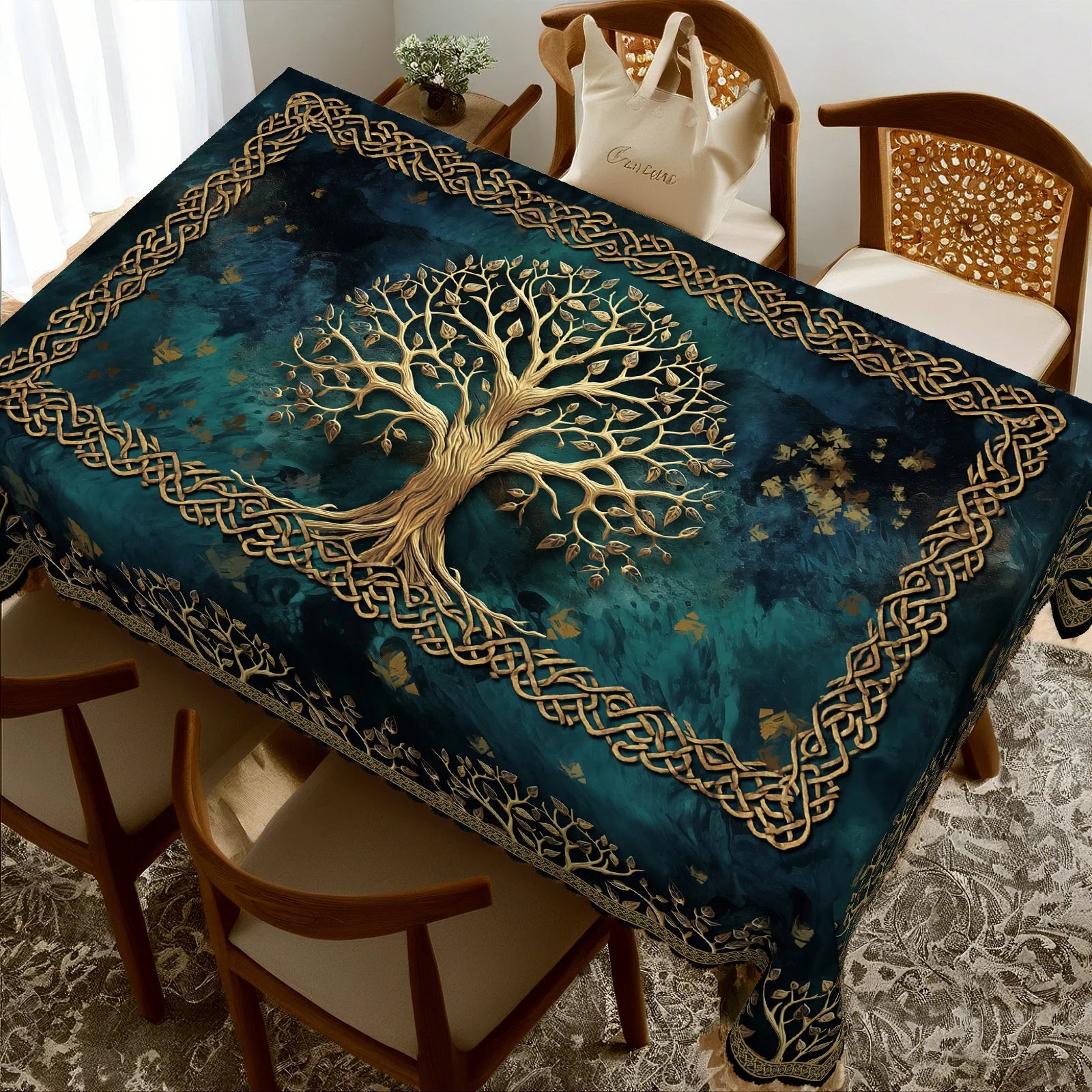 Viking Tree Branches Tablecloth Norse Pagan Table Decor-MoonChildWorld