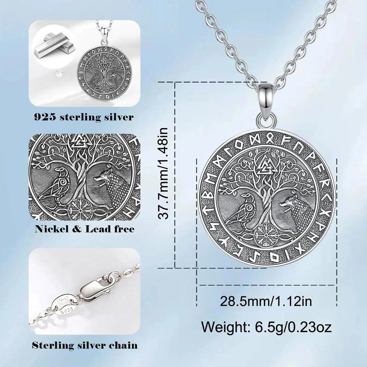 Ciondolo corvo in argento sterling Ciondolo corvo in argento sterling