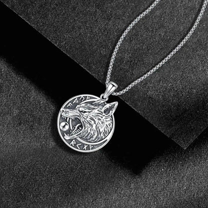 Viking Wolf Necklace 925 Sterling Silver Spirit Wolf Jewelry-MoonChildWorld