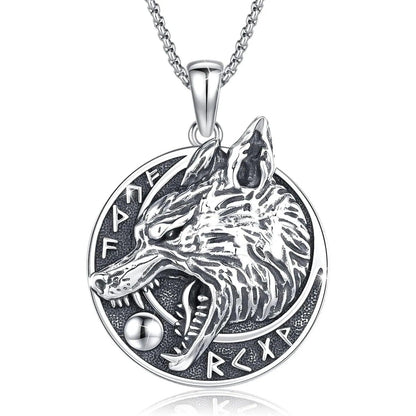 Viking Wolf Necklace 925 Sterling Silver Spirit Wolf Jewelry-MoonChildWorld