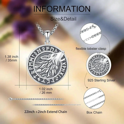 Viking Wolf Necklace Silver Spirit Wolf Jewelry-MoonChildWorld