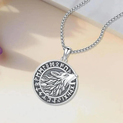 Viking Wolf Necklace Silver Spirit Wolf Jewelry-MoonChildWorld