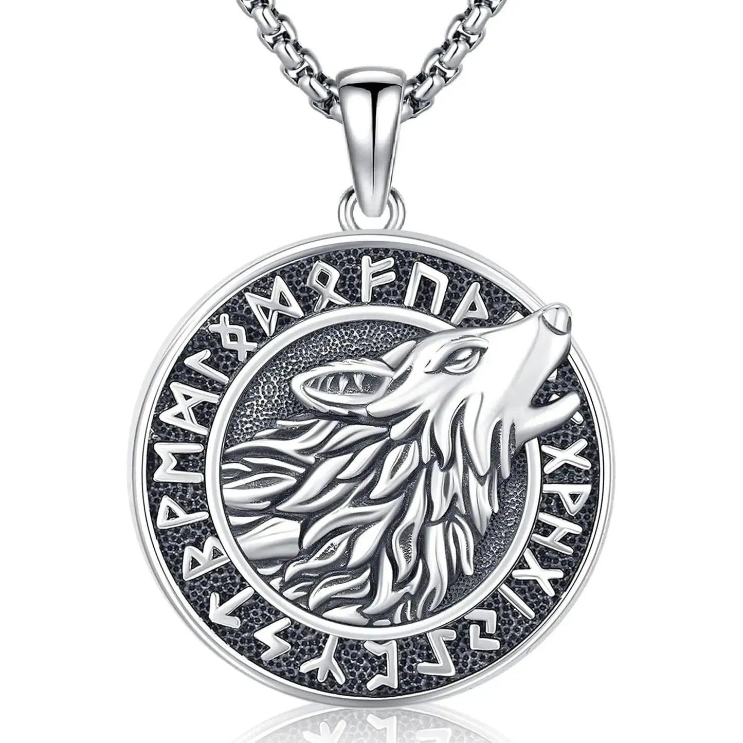 Viking Wolf Necklace Silver Spirit Wolf Jewelry-MoonChildWorld
