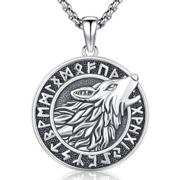 Viking Wolf Necklace Silver Spirit Wolf Jewelry-MoonChildWorld