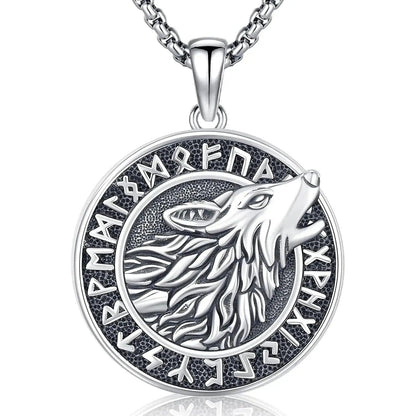Viking Wolf Necklace Silver Spirit Wolf Jewelry-MoonChildWorld