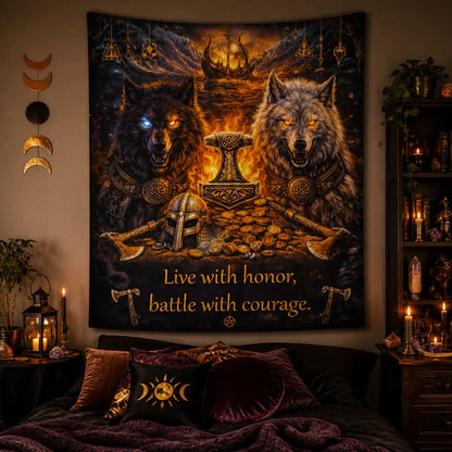 Viking Wolves Wall Decor Tapestry Ancient Wolf Norse Mythology Viking Decor_mockup_1.webp