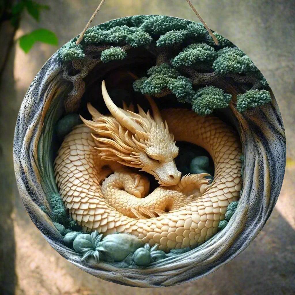 Vintage Dragon Wooden Sign Mythical Dragon Hanging Sign-MoonChildWorld