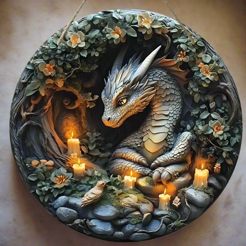 Vintage Dragon Wooden Sign Mythical Dragon Hanging Sign-MoonChildWorld