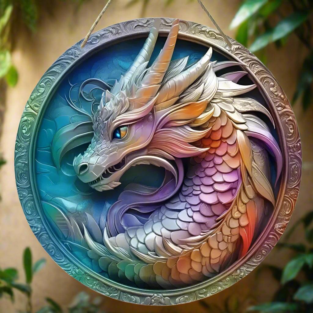 Vintage Dragon Wooden Sign Mythical Dragon Hanging Sign-MoonChildWorld