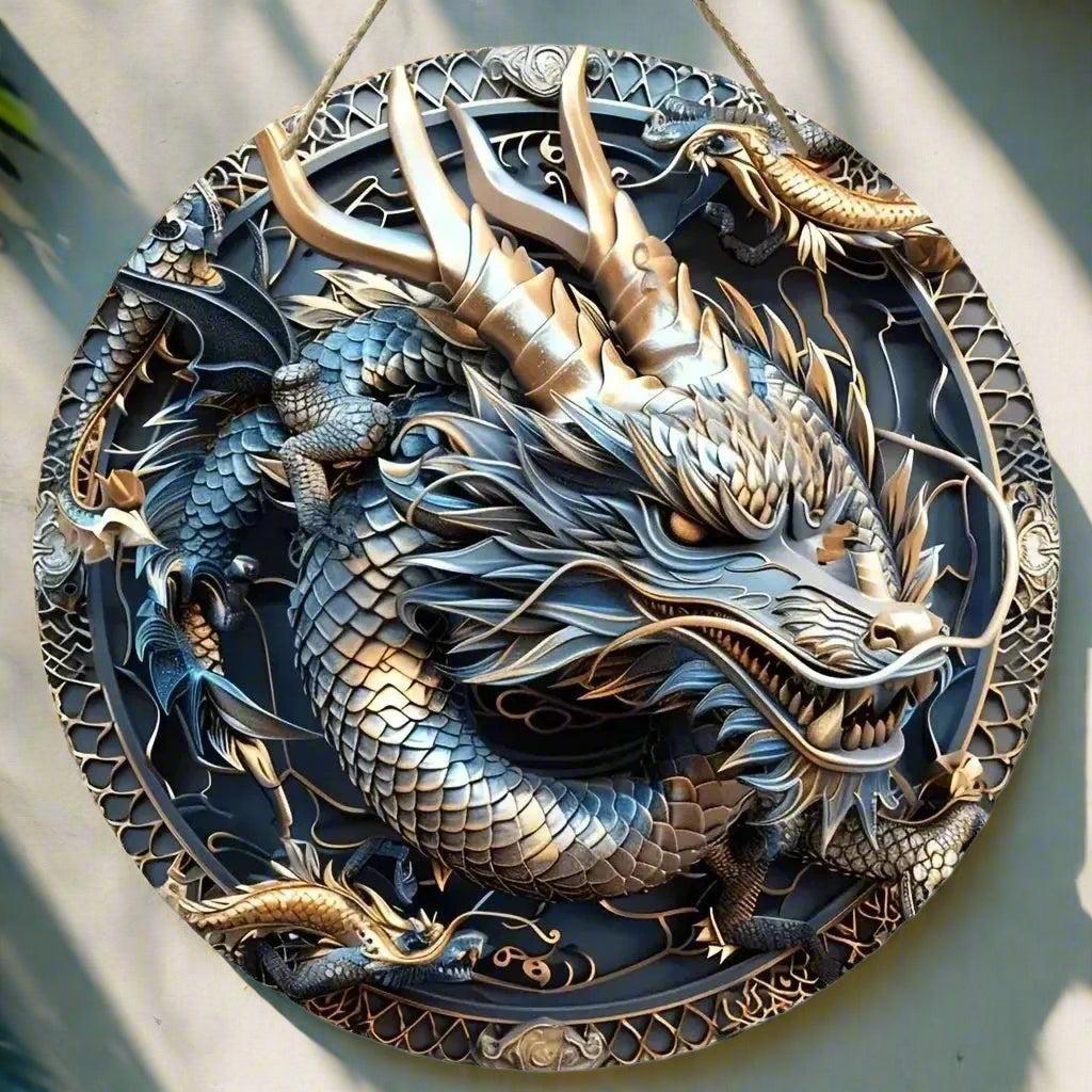 Vintage Dragon Wooden Sign Mythical Dragon Hanging Sign-MoonChildWorld