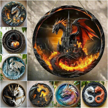 Vintage Dragon Wooden Sign Mythical Dragon Hanging Sign-MoonChildWorld