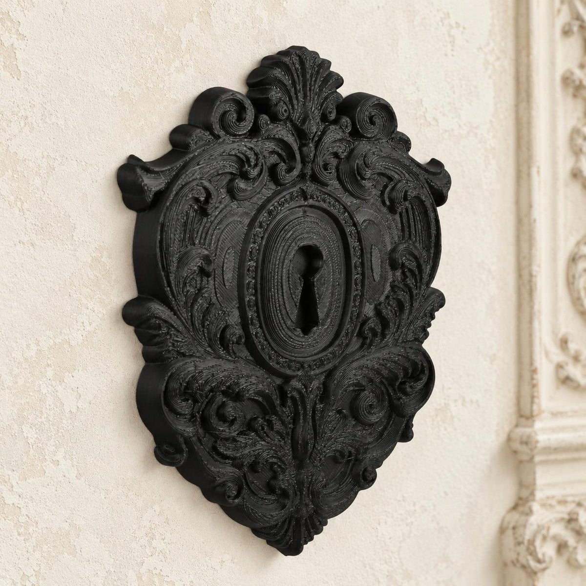 Vintage Gothic Keyhole Wall Hanging Baroque Wall Art — original view 4 in a bright gothic vintage setting