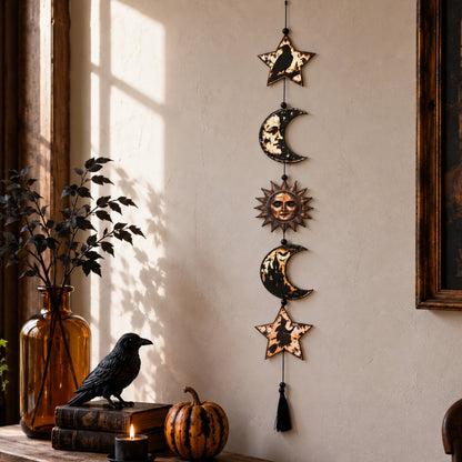 Pumpkin artwork detail on the vintage Halloween hanging sign