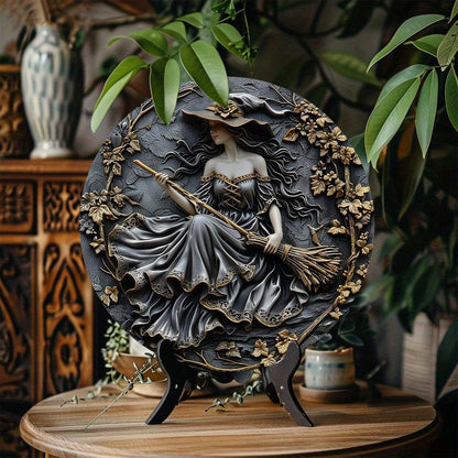 Vintage Halloween Witch Metal Sign-MoonChildWorld