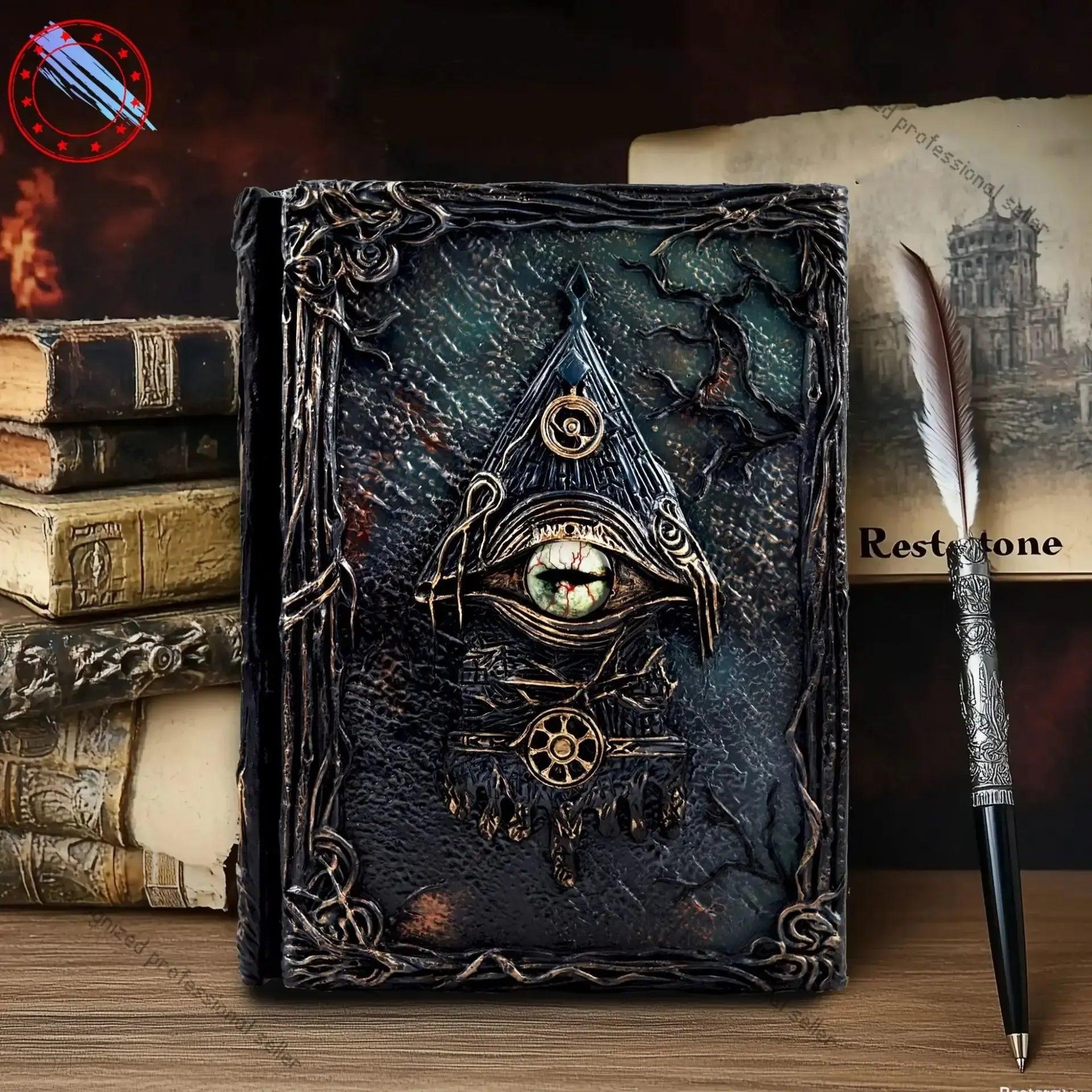 Vintage Magic Eye Journal - Embossed Leather Grimoire Notebook Gothic Witchcraft Diary for Witches-MoonChildWorld