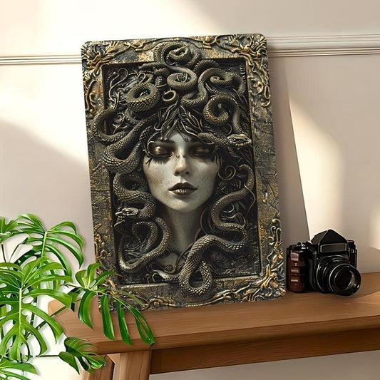 Vintage Medusa Aluminum Wall Sign Medusa Metal Sign Greek Mythology Decor-MoonChildWorld