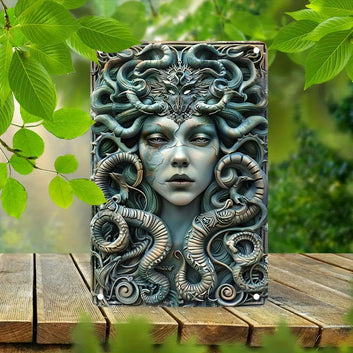 Vintage Medusa Wall Sign Medusa Metal Sign Greek Mythology Decor-MoonChildWorld