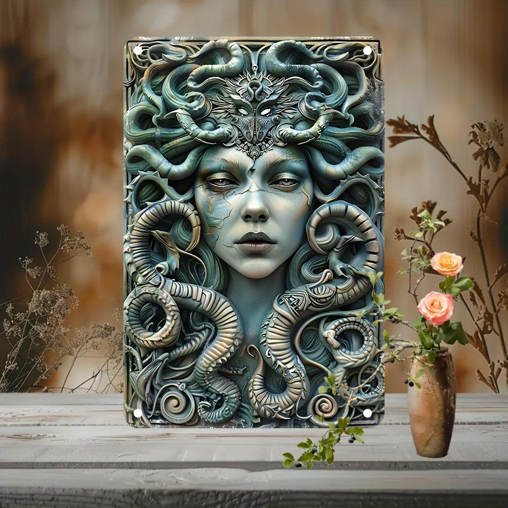 Vintage Medusa Wall Sign Medusa Metal Sign Greek Mythology Decor-MoonChildWorld