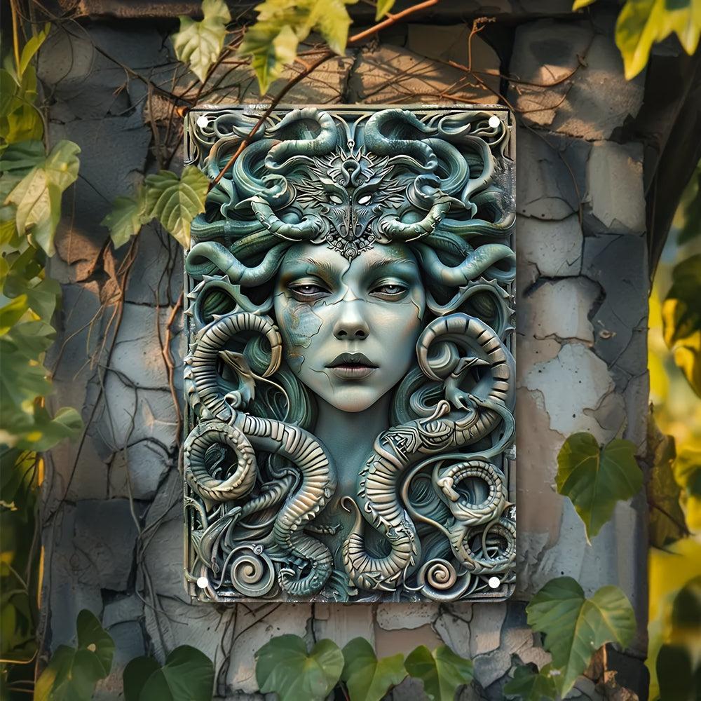 Vintage Medusa Wall Sign Medusa Metal Sign Greek Mythology Decor-MoonChildWorld
