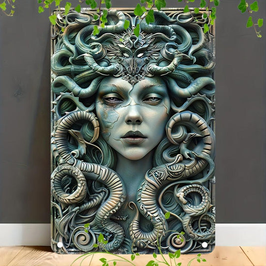 Vintage Medusa Wall Sign Medusa Metal Sign Greek Mythology Decor-MoonChildWorld