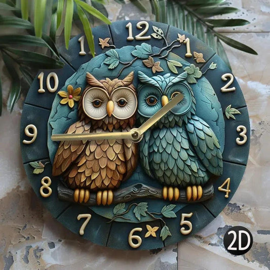 Vintage Owls Wooden wall clock - Owl Lovers Home Decor-MoonChildWorld