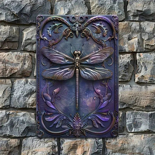 Vintage Purple Dragonfly Wall Decor Dragonfly Metal Sign Insect Home Decor-MoonChildWorld