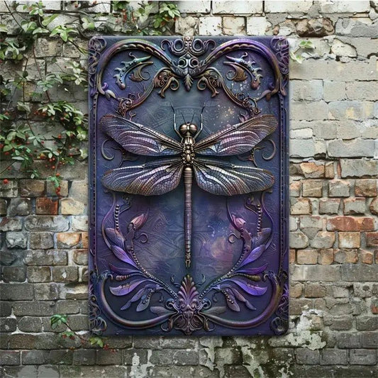 Vintage Purple Dragonfly Wall Decor Dragonfly Metal Sign Insect Home Decor-MoonChildWorld