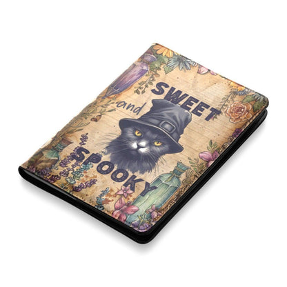Vintage Spooky Halloween Black cat Leather Notebook A5-MoonChildWorld