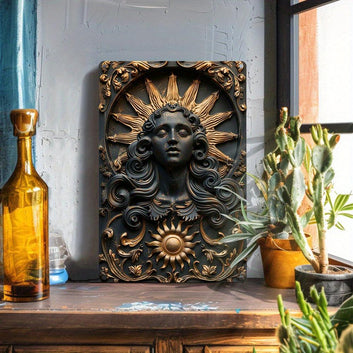 Vintage Sun and Moon Metal Sign Goddess Wall Decor-MoonChildWorld