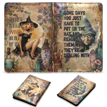 Vintage Witch Halloween Leather Notebook A5-MoonChildWorld