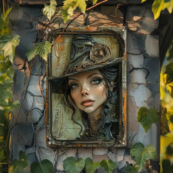 Vintage Witch Metal Sign for Halloween Wall Decorations-MoonChildWorld