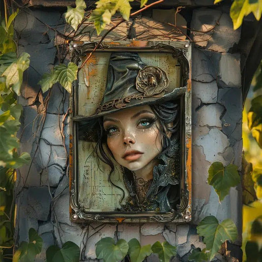 Vintage Witch Metal Sign for Halloween Wall Decorations-MoonChildWorld