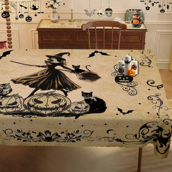 Vintage Witch Tablecloth for Halloween Home Decor-MoonChildWorld