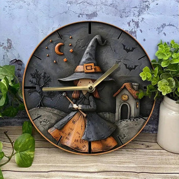 Vintage Witch Wall Clock for Halloween Home Decorations-MoonChildWorld