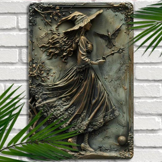 Vintage Witch Wall Sign Gothic Witch Metal Sign Witchcraft Wall Decor-MoonChildWorld