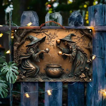 Vintage Witches Metal Sign Witch Wall Sign Halloween Home Decor-MoonChildWorld